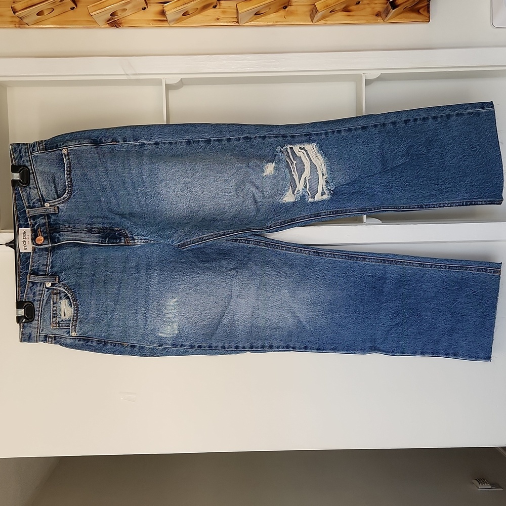 Sneak Peek Vintage High Rise Slim Straight Leg Jeans Distressed 29